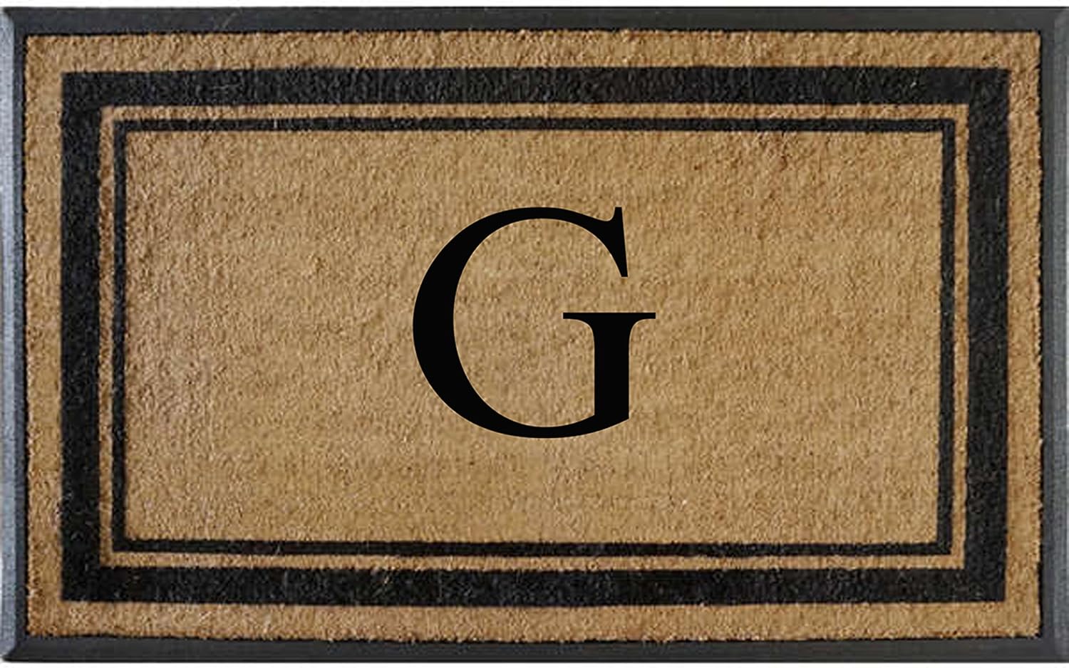 A1HC Natural Rubber & Coir Flocked Doormat, 30x48, Monogrammed for Front Door, Anti-Shed Treated Durable Mat for Entrance, Heavy Duty, Front Porch Entry