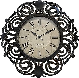 Paris France Elegant Wall Clock 18 inch Decorative Clock for Kitchen, Living Room, Bedroom Large Bronze Traditional Frame ...