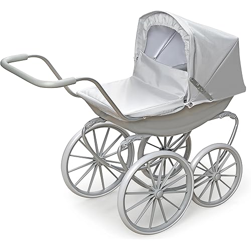 Badger Basket London Toy Doll Pram with Canopy for 18 inch Dolls - Gray