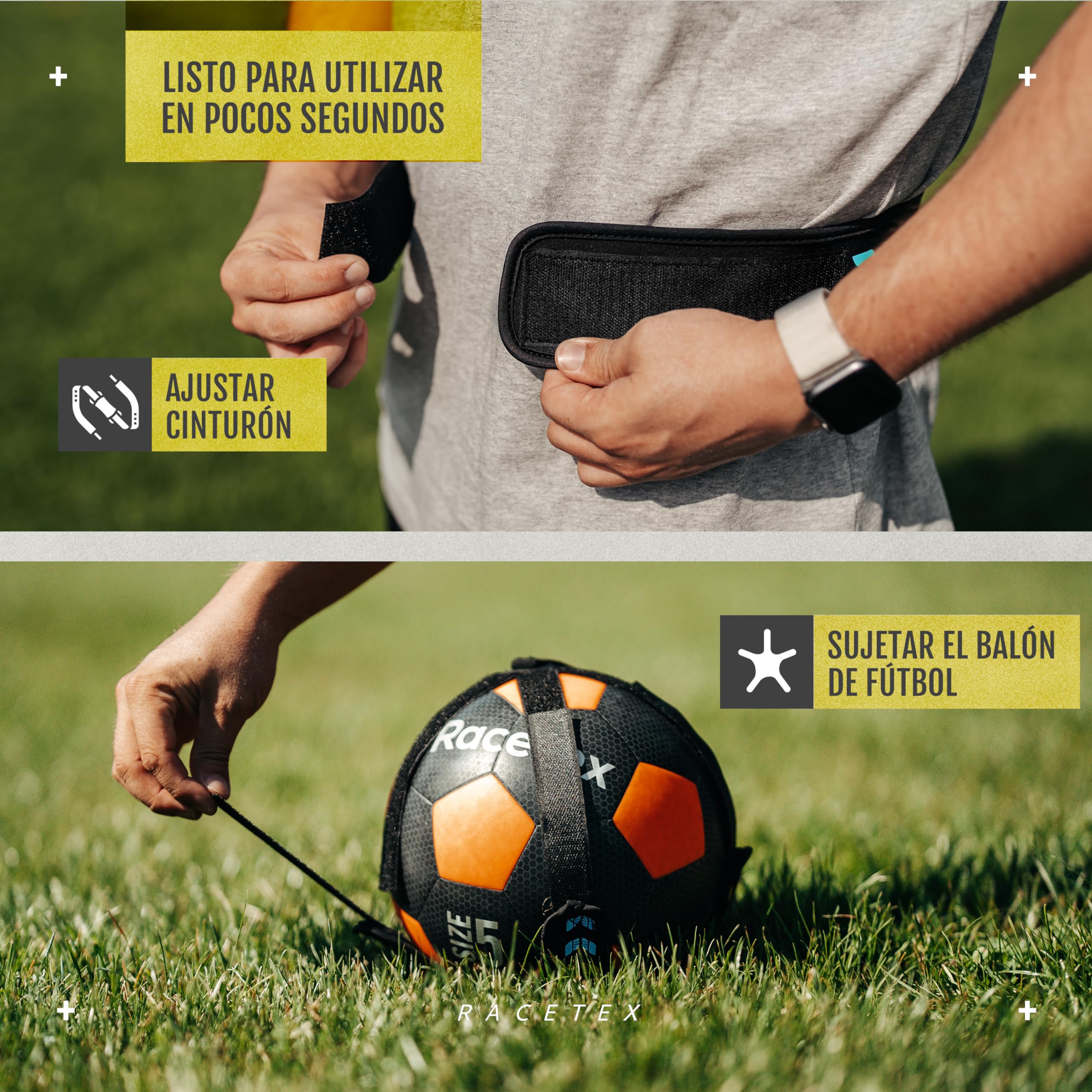 Racetex Cinturón Entrenamiento Niño Longitud Regulable Accesorios Fútbol para Futbolistas Regalo Entrenador Fútbol Niños Football Training Belt