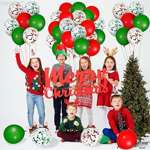 Miniatura 3 de KatchOn, Globos de látex de Feliz Navidad, paquete de 90, globos rojos y verdes para decoraciones de Navidad, globos de fiesta de Navidad, globos de