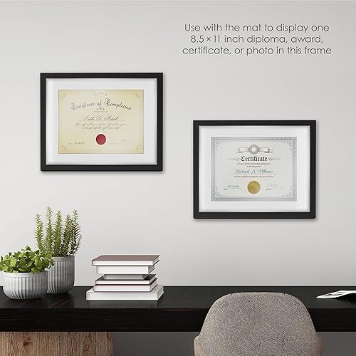 Miniatura 3 de Melannco Juego de 2 marcos de madera mate negra de 15 x 12 pulgadas, cada marco muestra un documento de 8.5 x 11 pulgadas