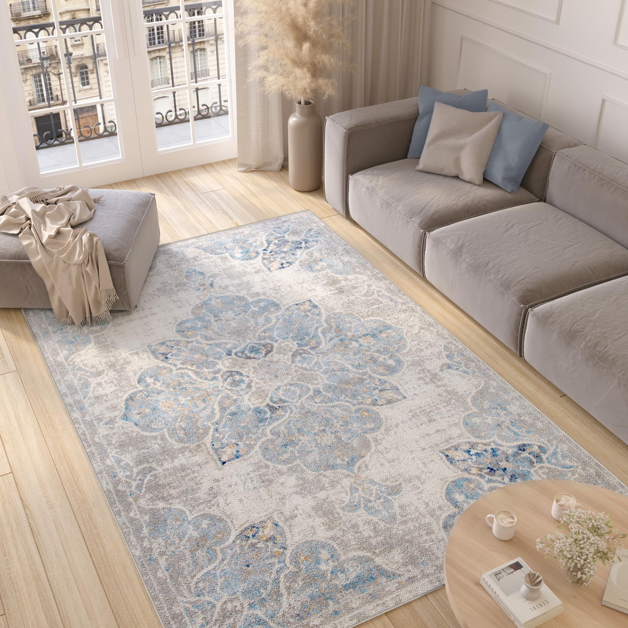 Tapis de salon résistant et facile à nettoyer, motif vintage floral