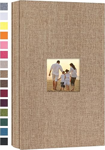 Miniatura 62 de potricher Álbum de fotos de lino de tapa dura de 4 x 6 pulgadas, 600 fotos, gran capacidad para la familia, boda, aniversario, bebé, vacaciones Caqui