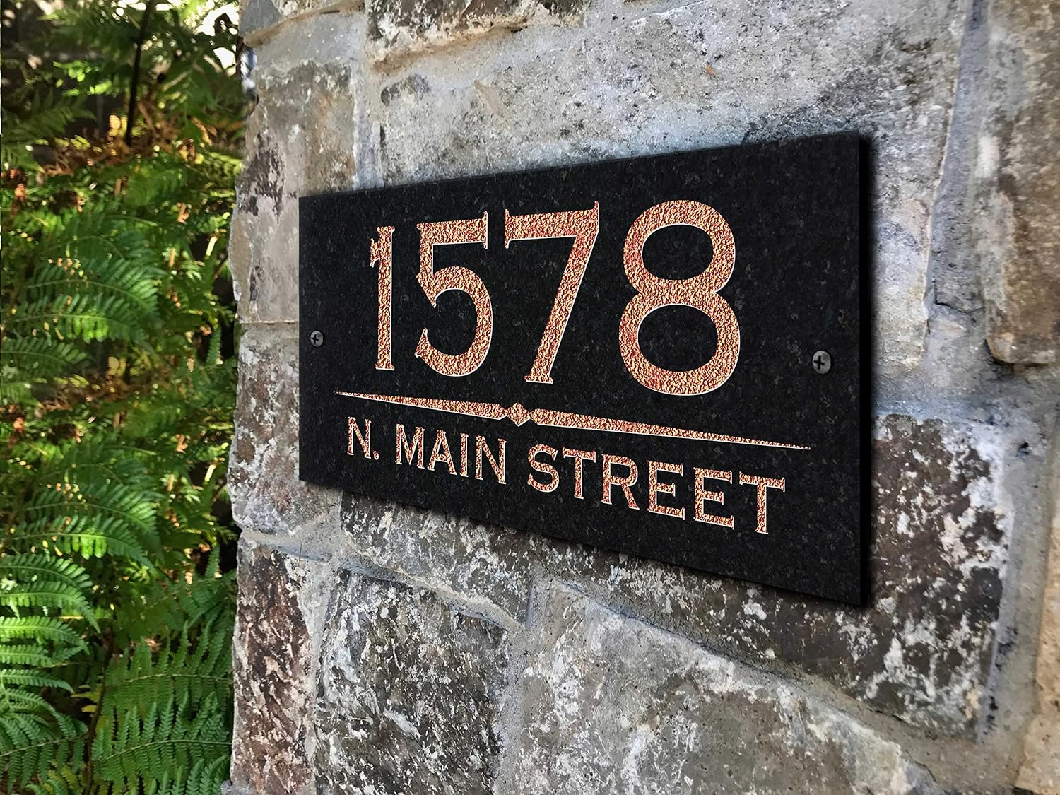 THE MANHATTAN Stone Address Plaque With Engraved Numbers. Address Sign Made from solid, real stone.