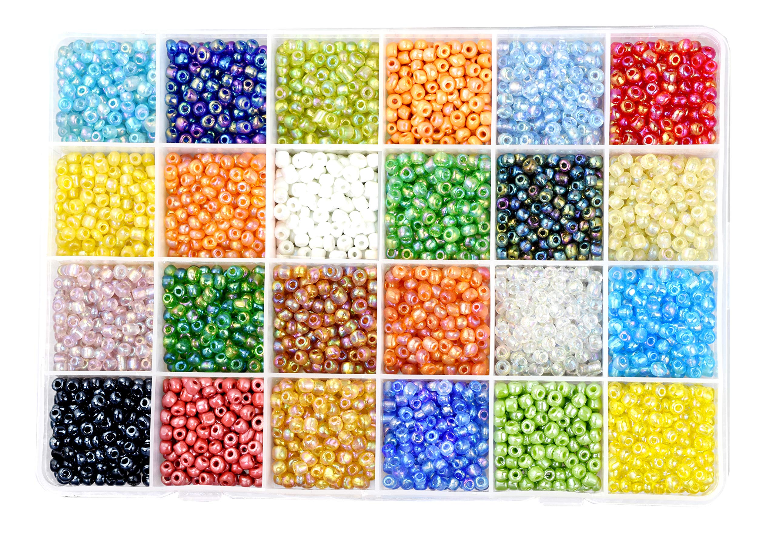 Mandala Crafts 4mm Iridescent Combo Round 6/0 Glass Seed Beads for Beadwork