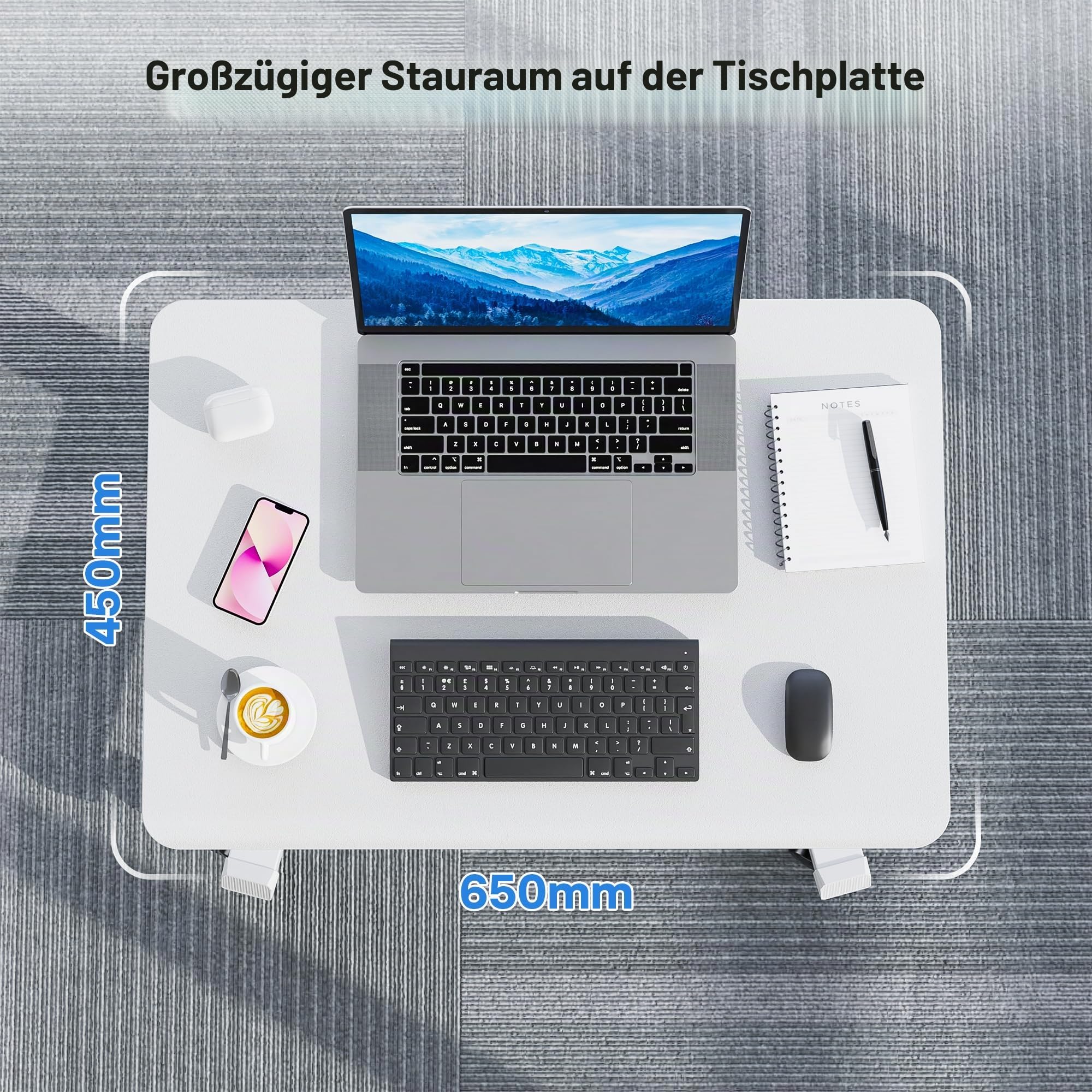 BONTEC 65×45cm Stehpult Höhenverstellbarer Stehtisch mit 4 Rollen, Steh-Sitz Schreibtisch mit Rädern, Überbett-Tisch für Wohnzimmer, laptoptisch höhenverstellbar, Max 15KG, Weiß