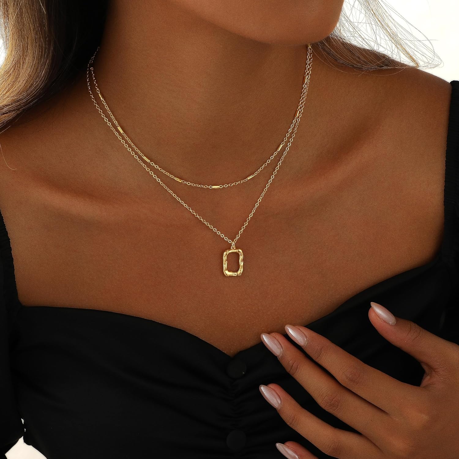 Layered Necklaces for Women 14K Gold Plated Stack Circle Pendant Trendy Long Chain Stackable Handmade Coin Necklace Set Dainty Gold Stacked Jewelry Gifts - Image 2