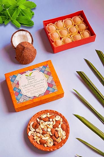 Misstevia Sugar Free & Stevia Based Stuffed Malai Coconut Peda Exclusive Sweets Gift Box for Any Occasion (250gm)