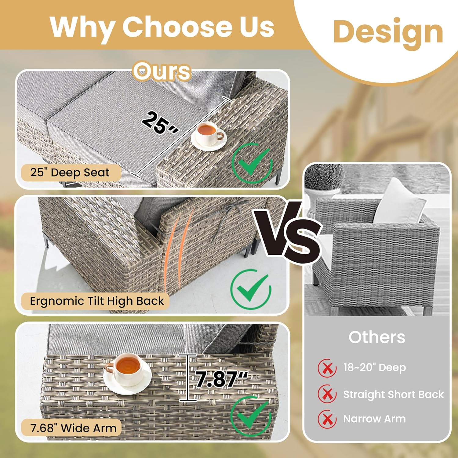 HOOOWOOO Outdoor Sectional Furniture Set,8 Pieces Wicker Patio Conversation Sets,L Shape All Weather Outside Couch Sofa Set with Swivel Chairs Solar Light Table Ottoman,Charcoal Gray