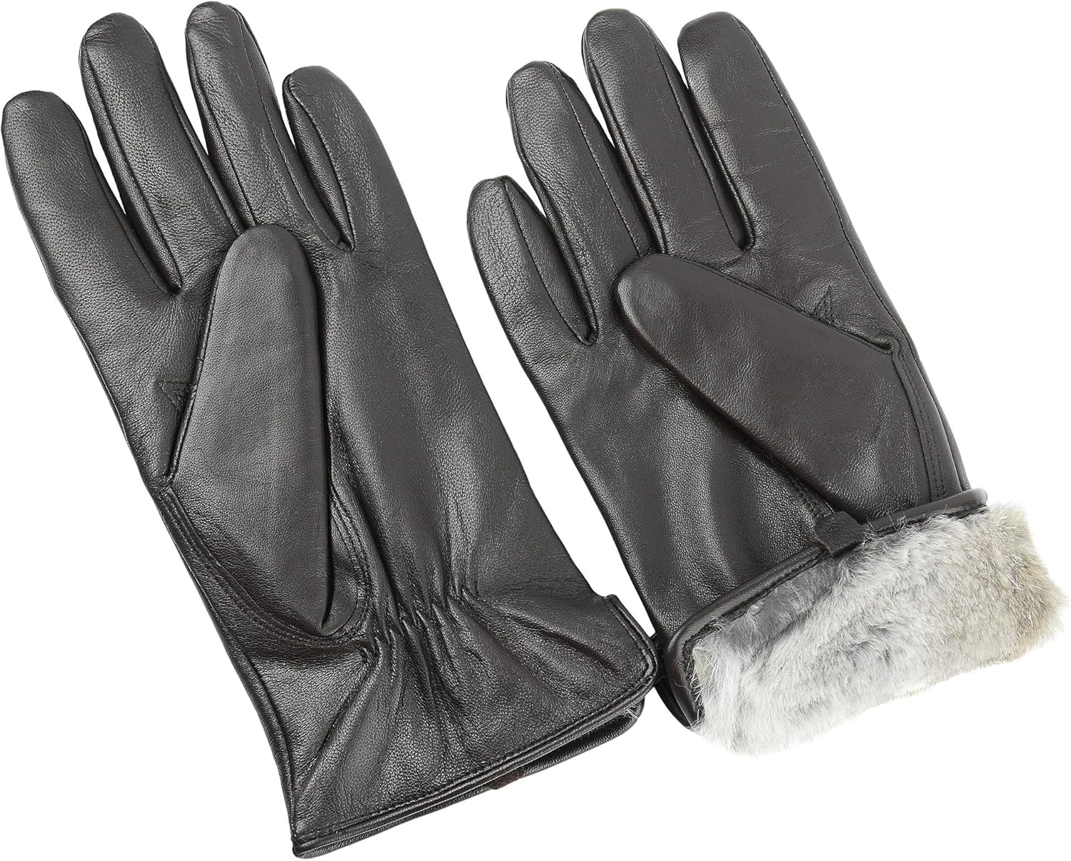 Men’s Genuine Sheepskin Leather Rabbit Fur Lined Gloves - Image 8