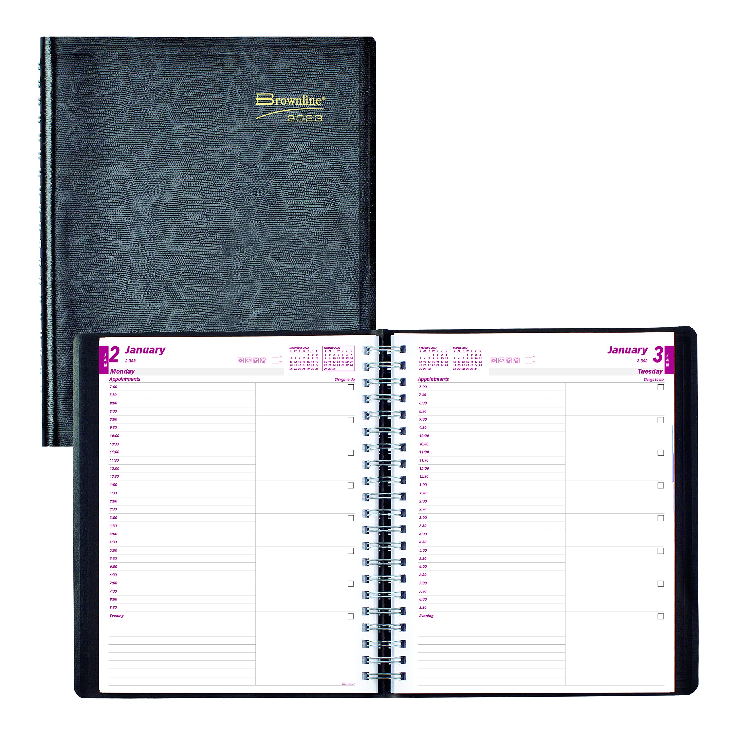 Brownline 2023 Essential Daily Planner, Appointment Book, 12 Months, January to December, Twin-Wire Binding, 11" x 8.5" - Image 2