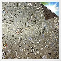 Vista 16 de rabbitgoo - Película de privacidad tipo vitral para ventana, opacidad total, adhesiva, bloqueo solar y de luz, control de calor, para oscurecer Negro