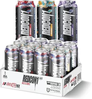 REDCON1 Energy Drink - 200mg Caffeine Drink with Zero Sugar, L-Carnitine & Taurine - High Performance Energy Drinks with Nootropics - Variety Pack, 16 Fl oz (12 Pack)