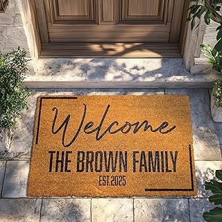 Personalized Welcome Doormat with Family Name, Custom Entrance Mat, 9 De...