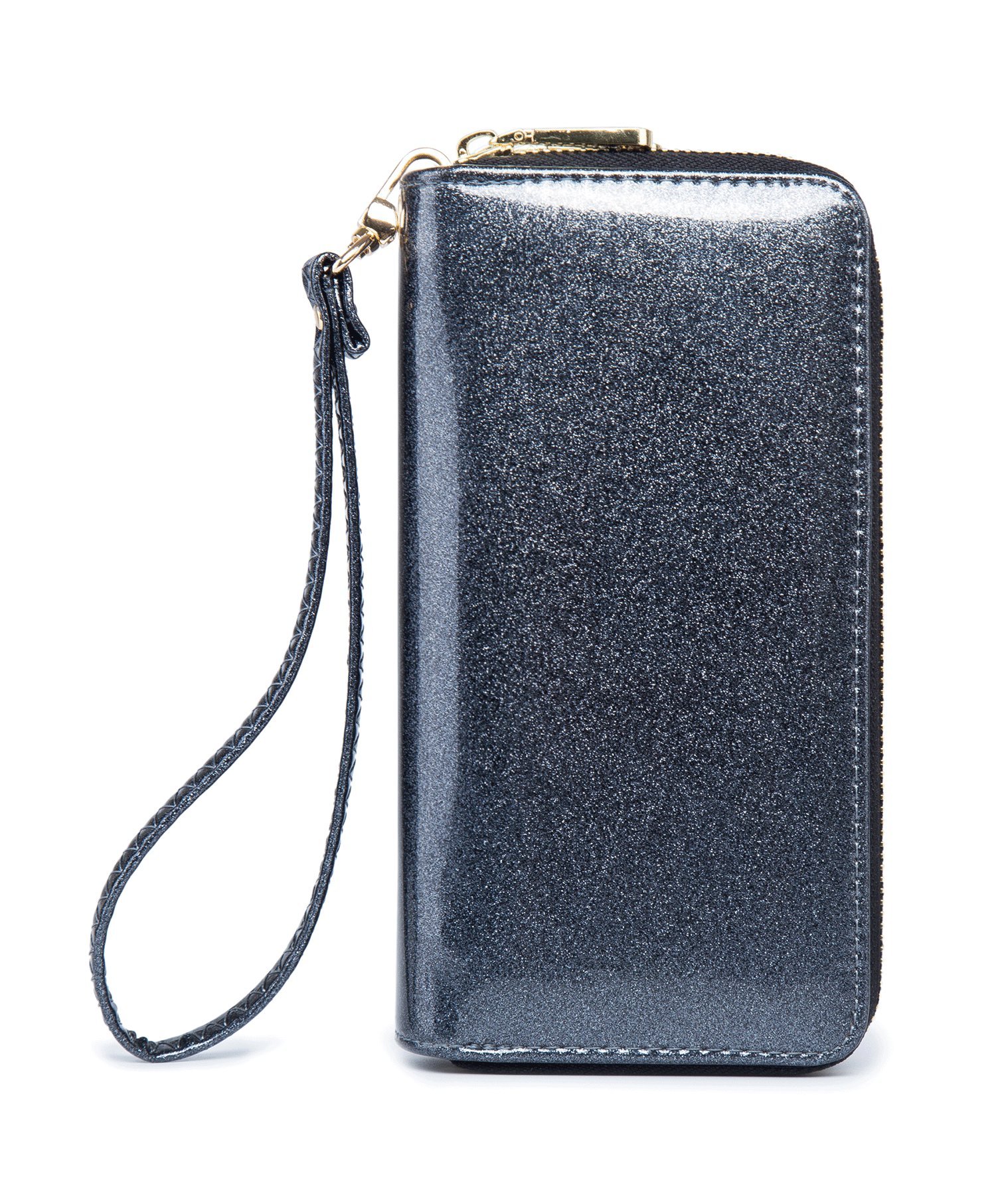 Women Silver Pearlescent Skin Multifunctional Double Zipper Wallets For Women (Silver-ZG-2)