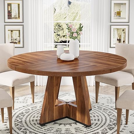 Tribesigns Rustic Brown 47" Farmhouse Round Dining Table for 4