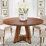 Tribesigns Round Dining Table Wood Kitchen Table for Dining Room, 47 in Dinning Room Tables for 4 Man, Farmhouse Dinner Table with Wooden Tabletop and Cross Base, Black