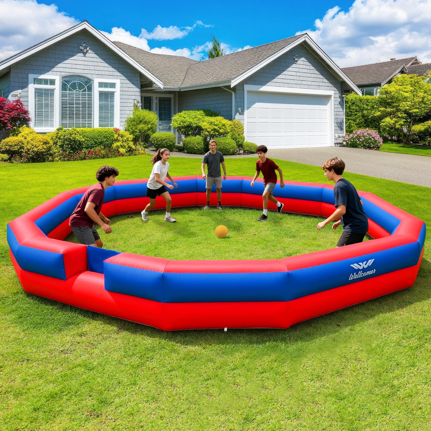 22FT Inflatable Gaga Ball Pit Arena, Portable Gagaball Court with Built-in Blower for Indoor Outdoor, Team Building, Events, Backyard Activities, Easy Setup & Storage