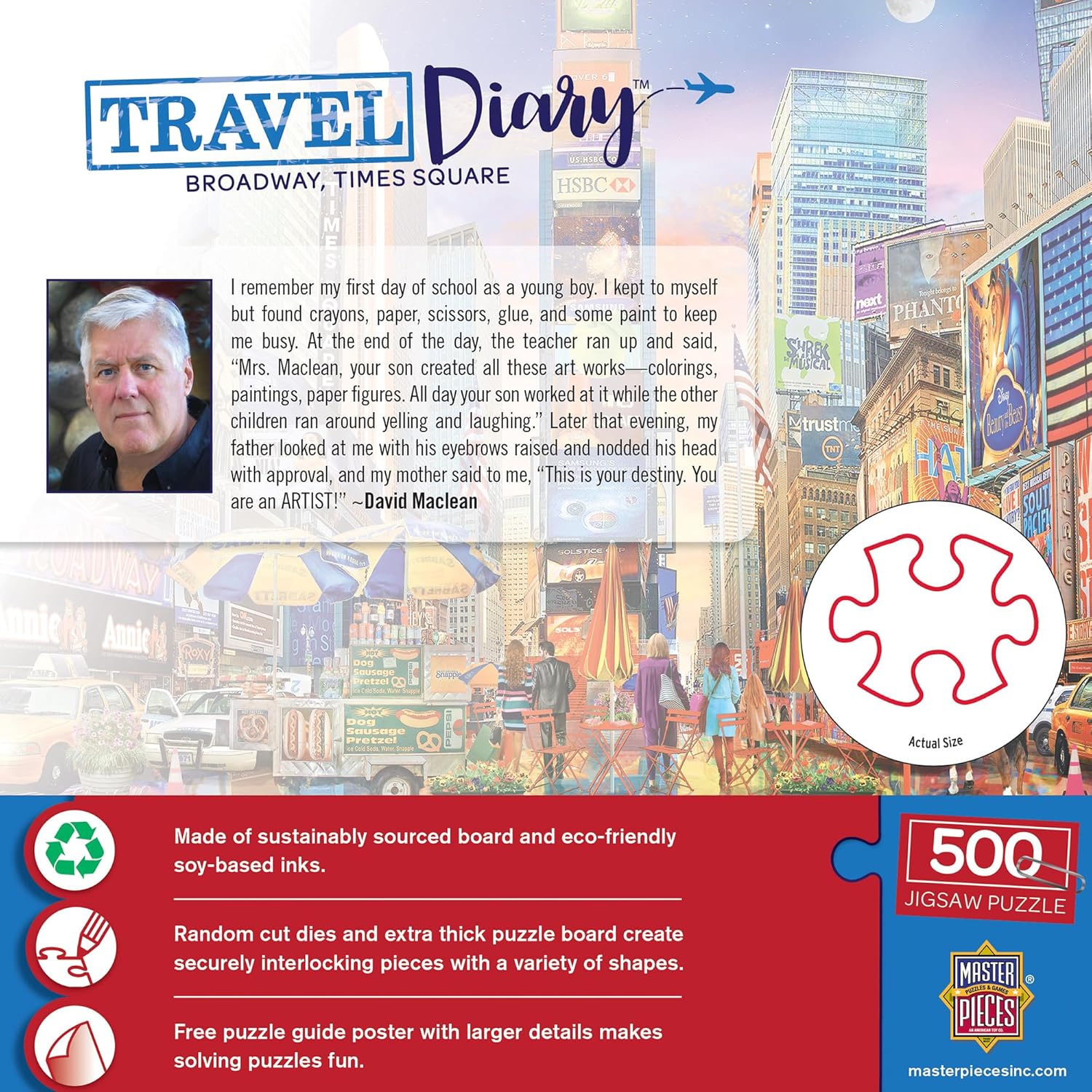MasterPieces 500 Piece Jigsaw Puzzle - Broadway Times Square NYC Puzzle - 15"x21" - Adults & Family - New York City Landmarks