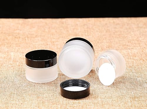 Miniatura 2 de Paquete de 60 tarros de vidrio transparente esmerilado vacío con revestimientos interiores y tapas, tarros redondos de vidrio, recipientes de vidrio