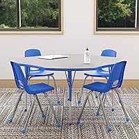 Vista 2 de Factory Direct Partners 10367-BL Silla escolar apilable de 16 pulgadas, asiento apilable para estudiantes con patas de acero cromado y rodamientos