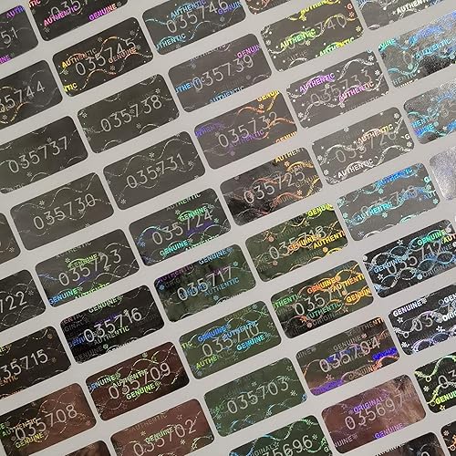 580 unidades de 0.787 x 0.39 pulgadas de alta seguridad a prueba de manipulaciones, sello de garantía sin necesidad de holograma, auténticos