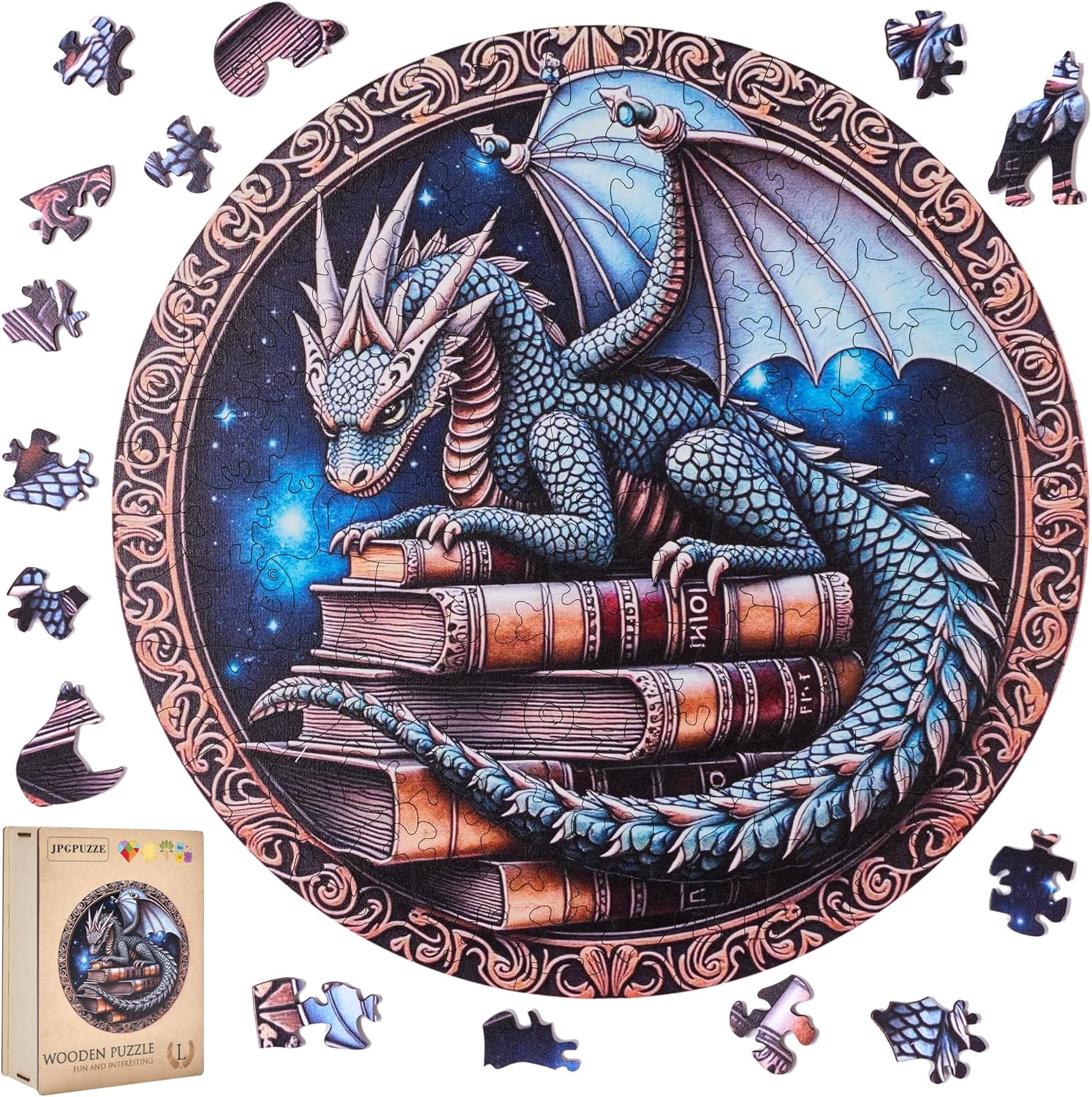 Wooden Puzzles for Adults - Turtle and Mermaid Jigsaw Puzzle (Turtle and Mermaid, Royal)