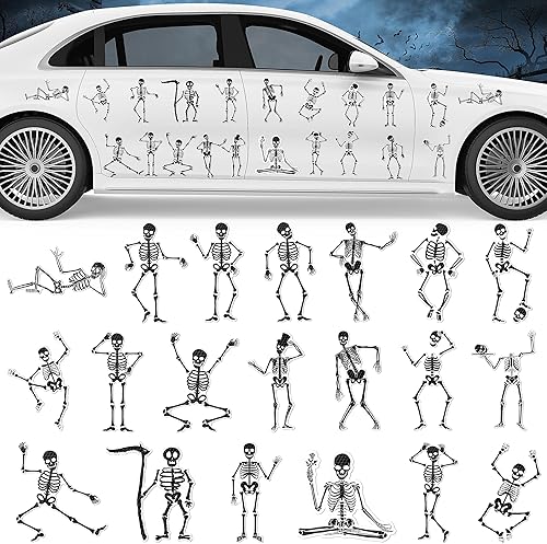 Decoración de imanes reflectantes de Halloween para automóvil, 20 unidades, calcomanías magnéticas de esqueleto de Halloween para automóvil,