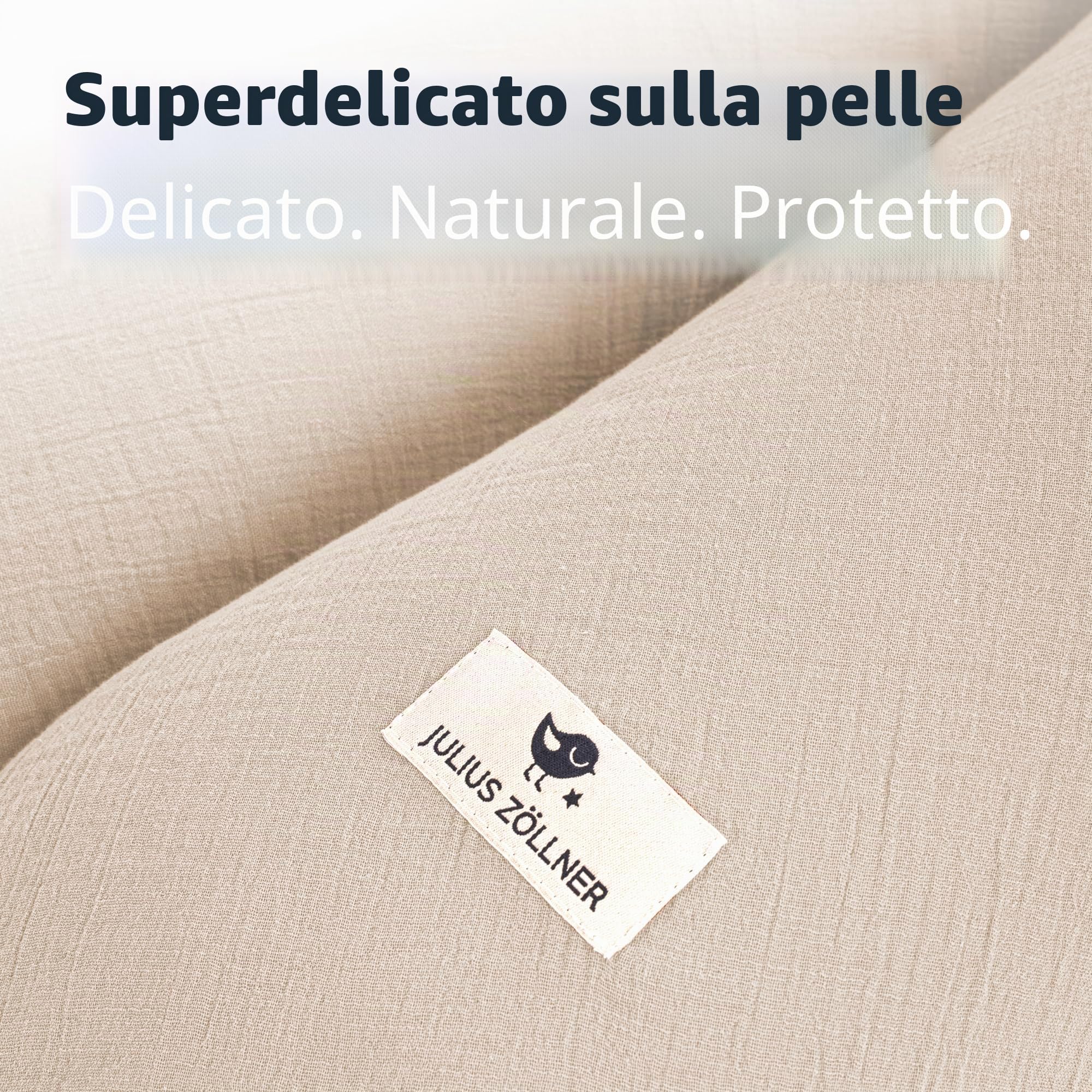 Julius Zöllner Cuscino per allattamento in mussola, cuscino per gravidanza, cuscino per chi dorme sul fianco e cuscino di posizione, 100% cotone, Oeko-Tex Standard 100, sabbia