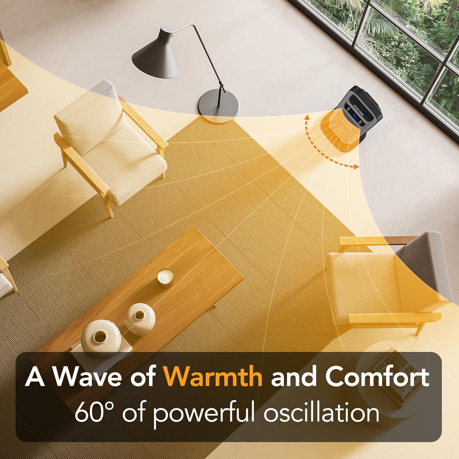 Comfort Zone Oscillating Digital Tower Heater with Remote Control for Indoor Use, Adjustable Thermostat, Timer, Overheat Protection, Tip-Over Switch, Ideal for Home, Bedroom, & Office, HT1206-GRY