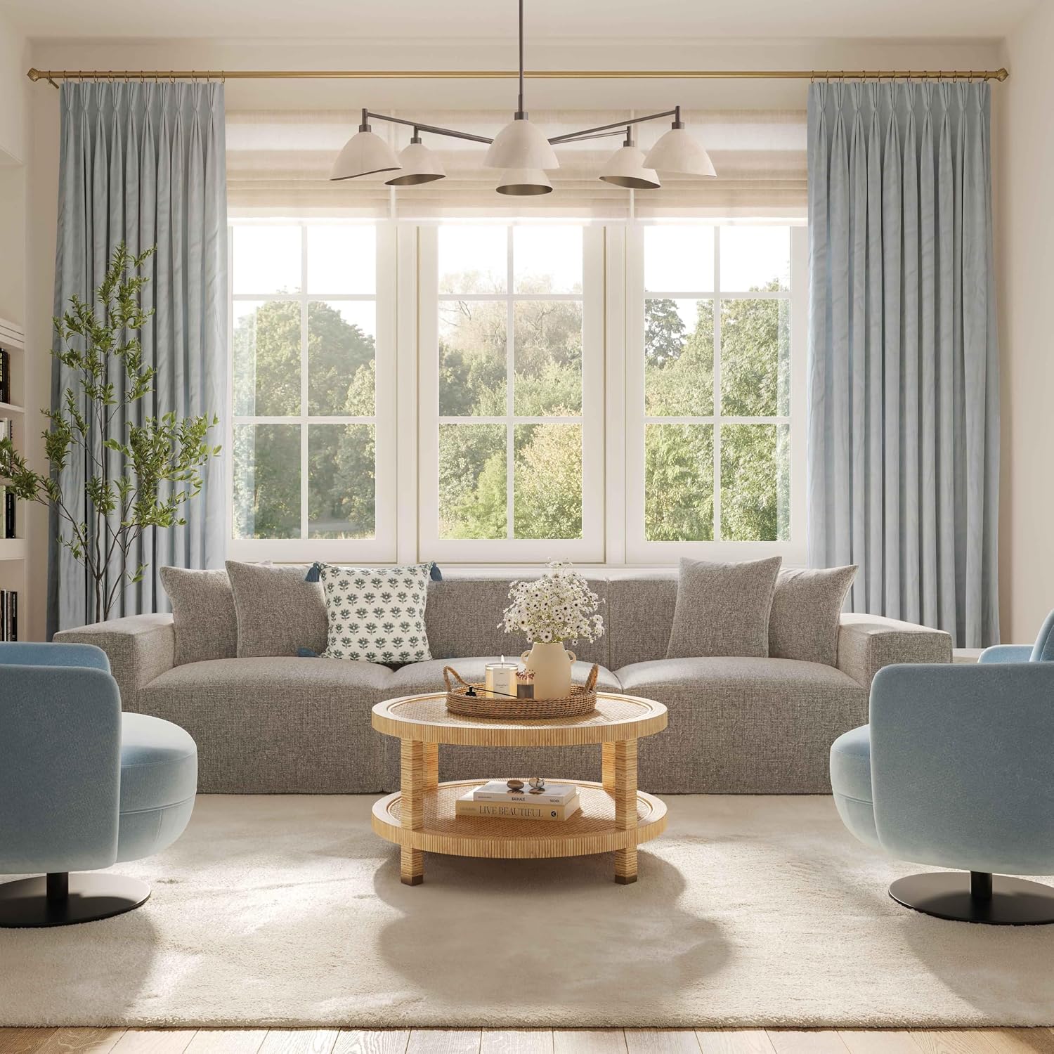 Tov Furniture Mindy Taupe Chenille Basketweave Modular Sofa
