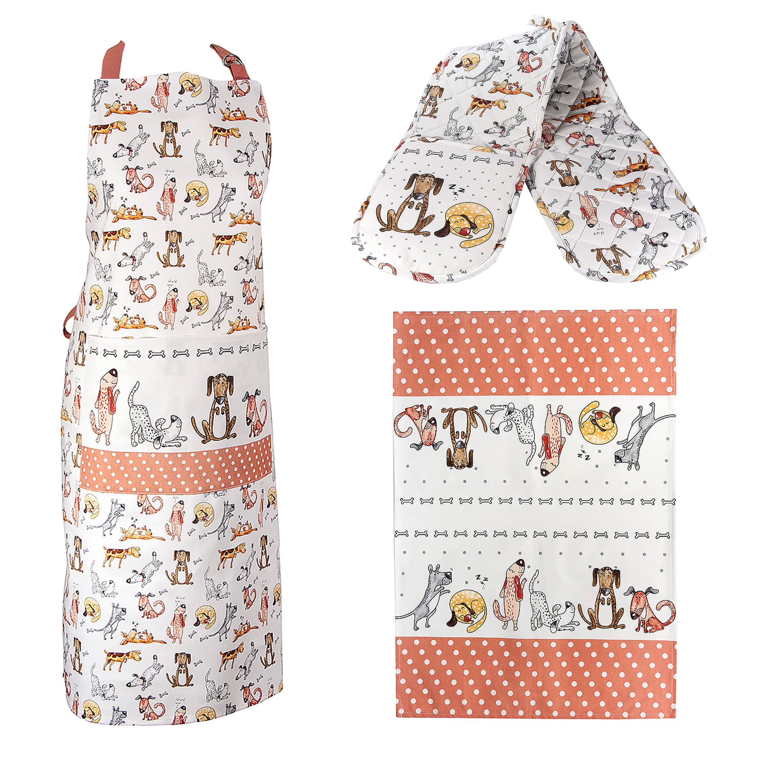 Dog Gifts for Women Tea Towel Apron Double Oven Gloves Gift Set for Dog Lovers