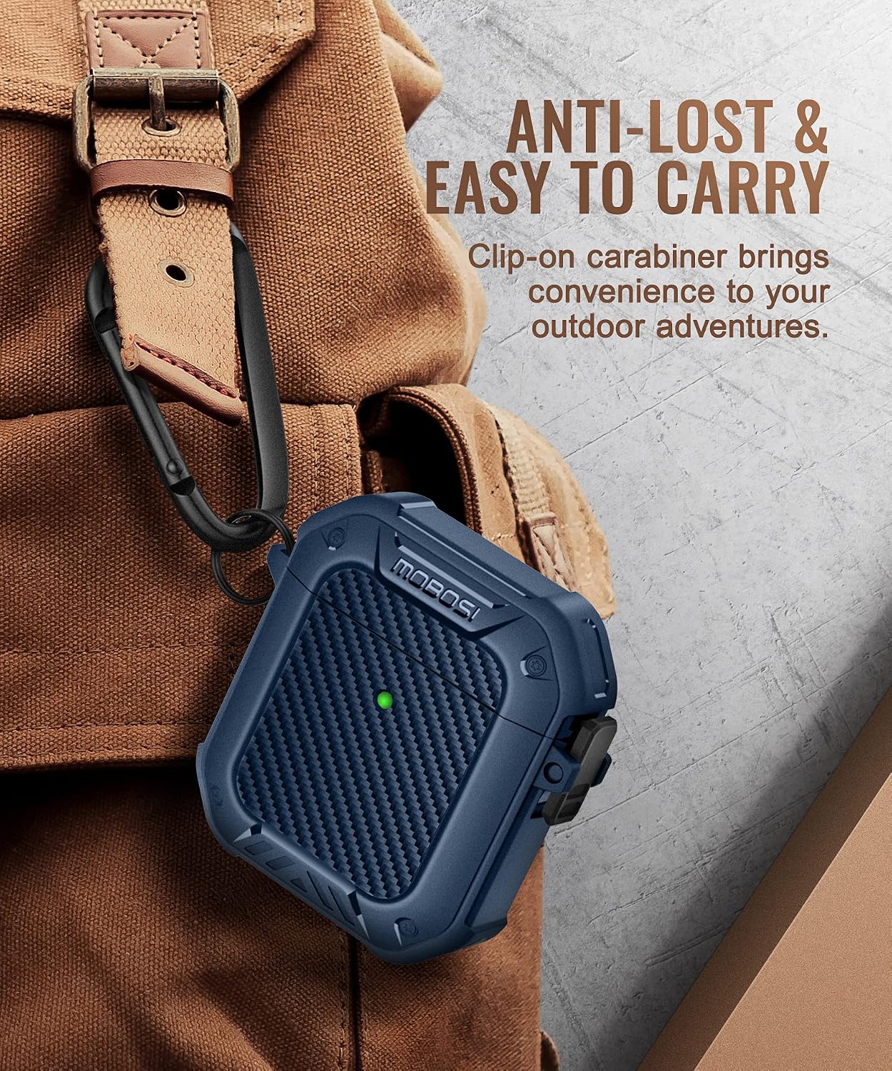 MOBOSI AirPods Case Cover, Secure Lock Clip AirPod Case Hard Full Protective Case Skin with Keychain, Designed for AirPods 2 & 1 Wireless Charging Case, Blue
