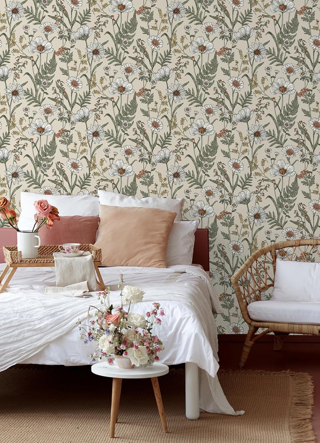 InHome 216-in by 20.5-in Spring Meadow Cream Peel & Stick Wallpaper