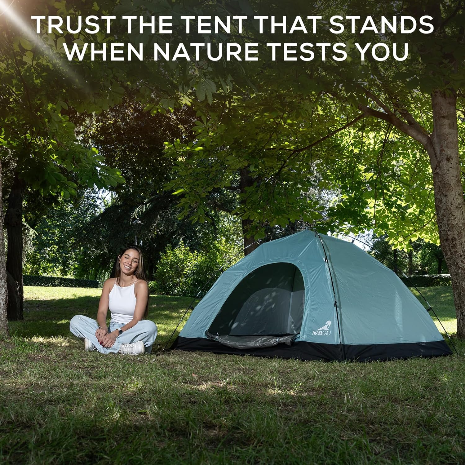 Automatic Camping Tent 3-in-1 Pop Up Tent for 4 People - Waterproof Polyester Ripstop with UV Protection, Silver Coated Inner Layer, Ideal for Family Camping.