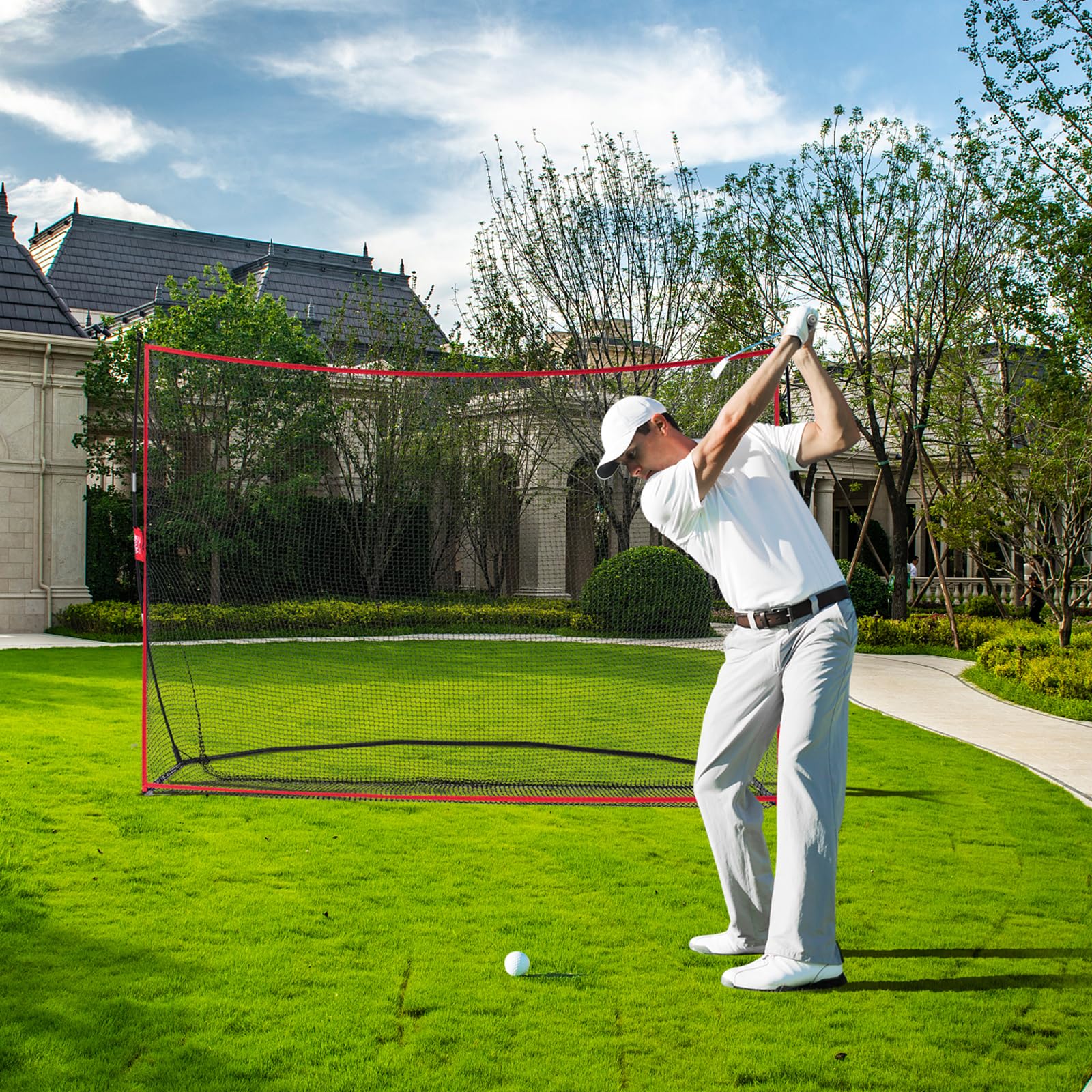 VEVOR Red de Práctica de Golf 3290 x 950 x 2170 mm para Campo Personal Interior y Exterior con Marco de Fibra de Vidrio y Bolsa de Transporte