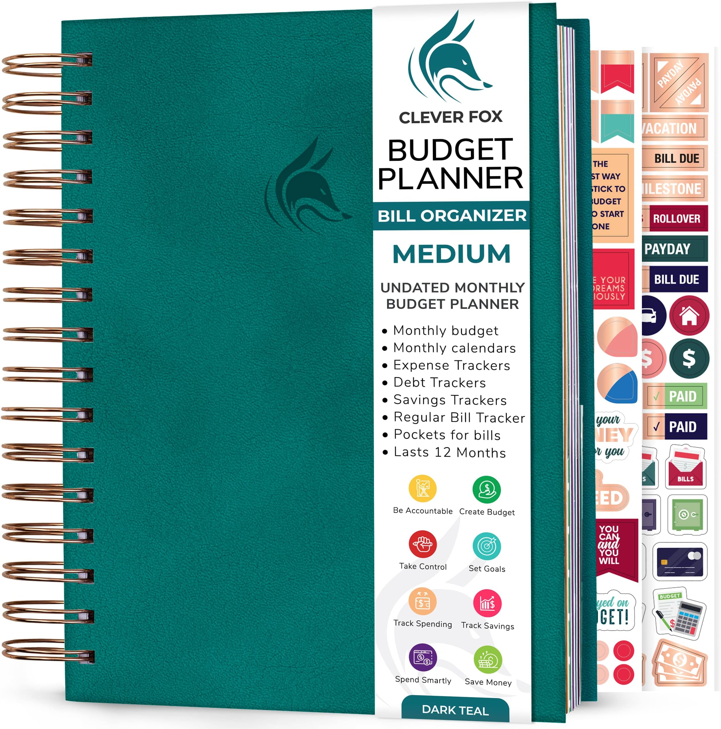 Clever Fox Budget Planner & Monthly Bill Organizer With Pockets. Expense Tracker, Budgeting Journal & Financial Book. Medium, 5.1x8.2" (Dark Teal)The Forest Stewardship Council