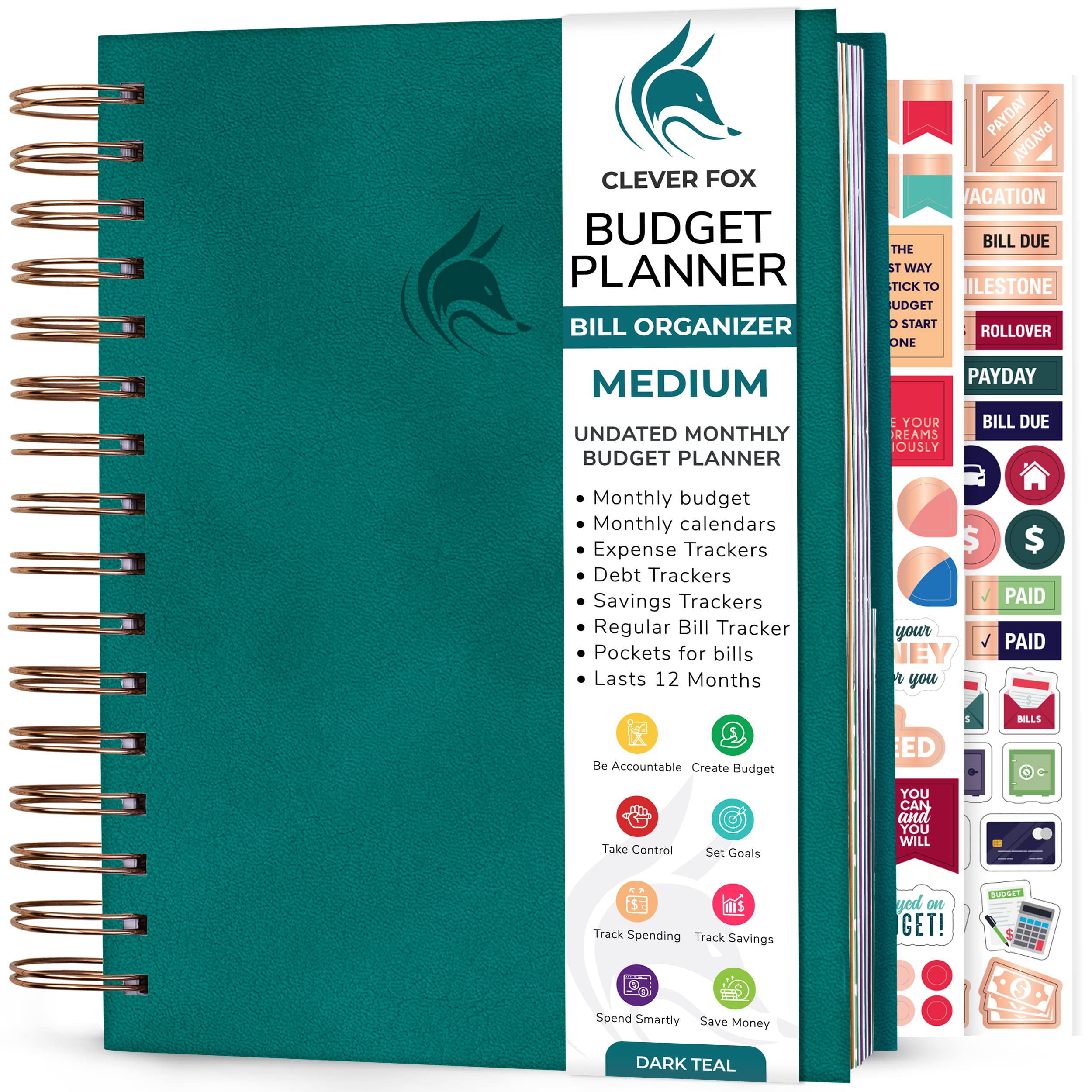 Clever Fox Budget Planner & Monthly Bill Organizer With Pockets. Expense Tracker, Budgeting Journal & Financial Book. Medium, 5.1x8.2" (Dark Teal)The Forest Stewardship Council
