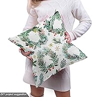 Vista 5 de Ambesonne Tela Navideña por Yarda, Tema Navideño con Hojas de Acebo Corona Bayas Ilustración Impresa, Tela Decorativa para Tapicería y Acentos