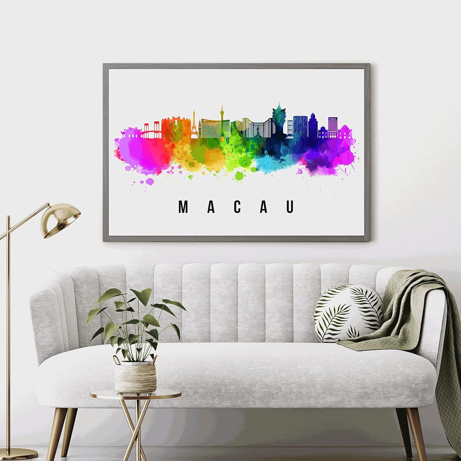 Macau Skyline China Poster, Macau Cityscape Painting, Macau China Poster, Cityscape and Landmark Print, Home Wall Art, Office Wall Decor
