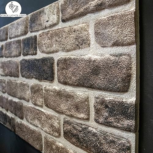 Miniatura 5 de Dundee Deco Paneles de pared 3D con efecto de ladrillo, revestimiento, paneles de pared con aspecto de piedra gris y negra, revestimiento de espuma
