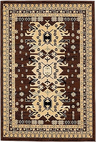 Miniatura 3 de Unique Loom Heriz Collection Alfombra de área parcial, Polipropileno, Marrón