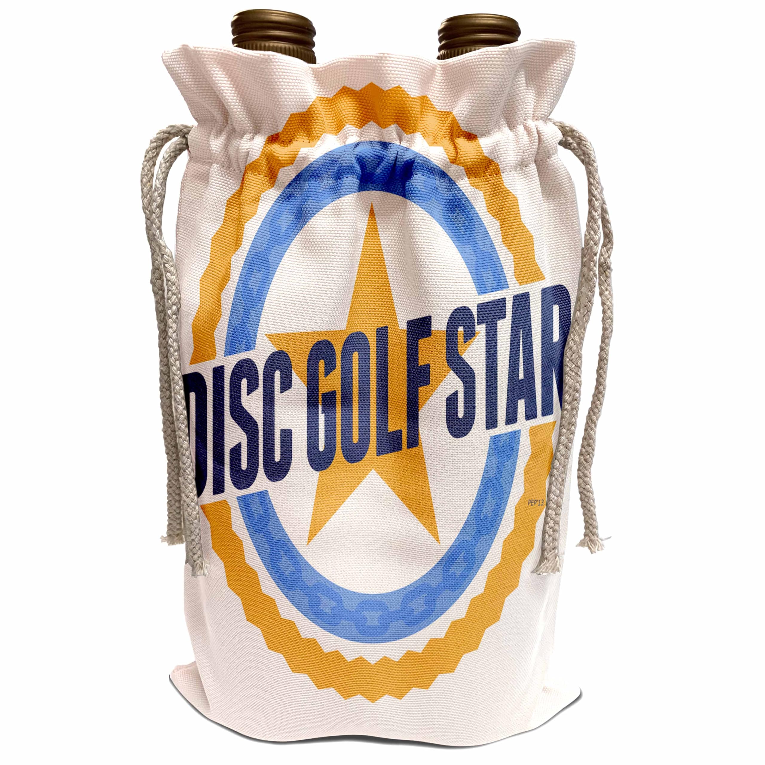 3dRose Wine Bag - Disc Golf Star - text with chains disc golf star graphic design Disc Golf