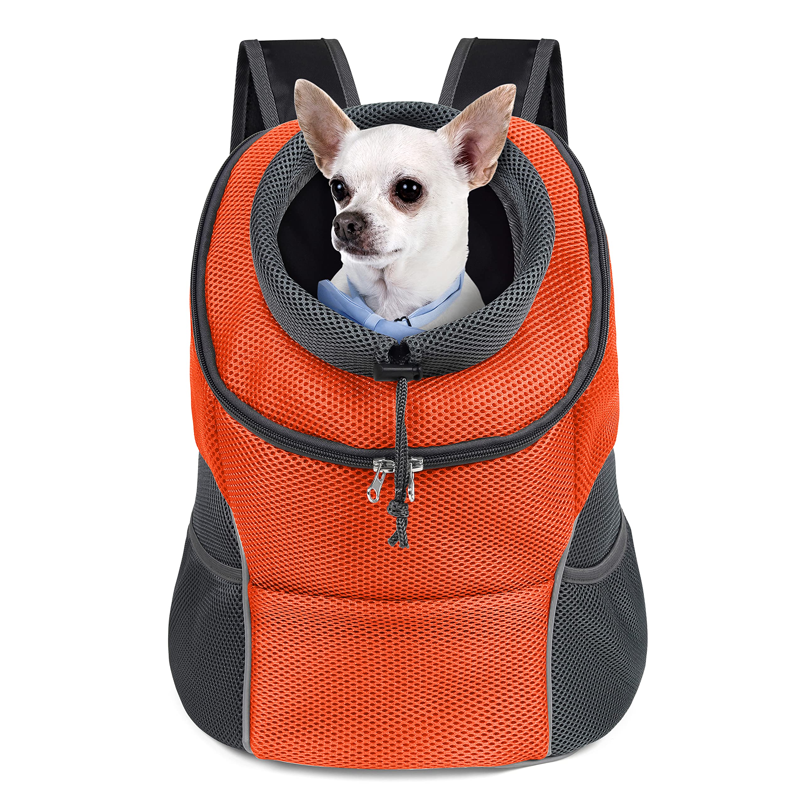 WOYYHO Pet Dog Carrier Backpack Puppy Dog Travel Carrier Front Pack Breathable Head-Out Backpack Carrier for Small Dogs Cats Rabbits (L(up to 14 lbs), Orange)