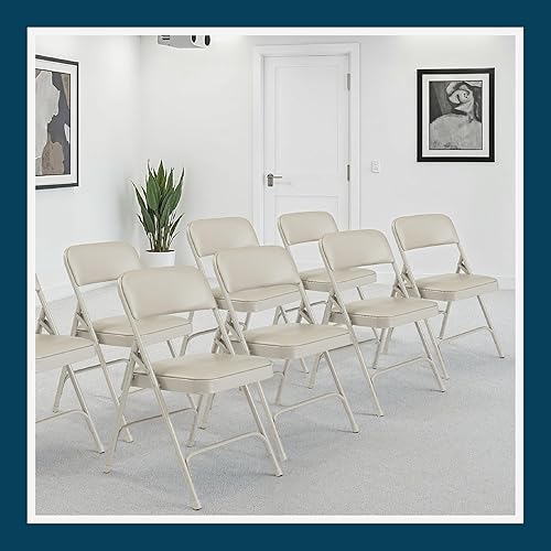 Miniatura 12 de OEF Furnishings Paquete de 4 sillas plegables acolchadas de vinilo de alta calidad, color gris, ideales para el hogar, la oficina o los eventos