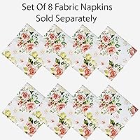 Vista 4 de Newbridge Mantel cuadrado de tela con diseño de pétalos de rosa amarillo y rosa, 52 x 52 pulgadas, resistente a las manchas y a las arrugas