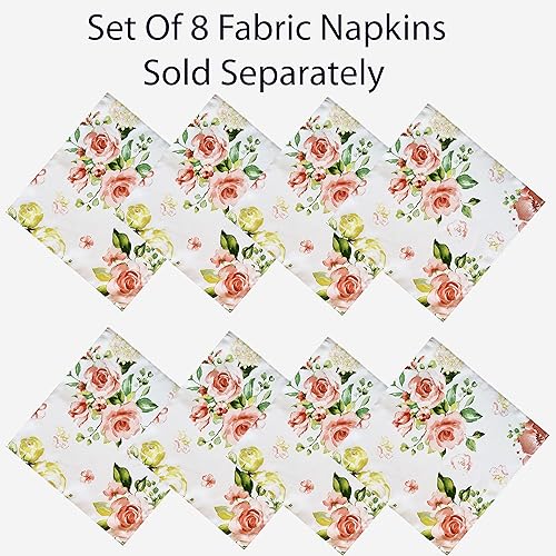 Miniatura 4 de Newbridge Marie - Mantel cuadrado de tela con diseño de pétalos de rosas amarillas y rosas, 52 x 52 pulgadas, resistente a las manchas y a las