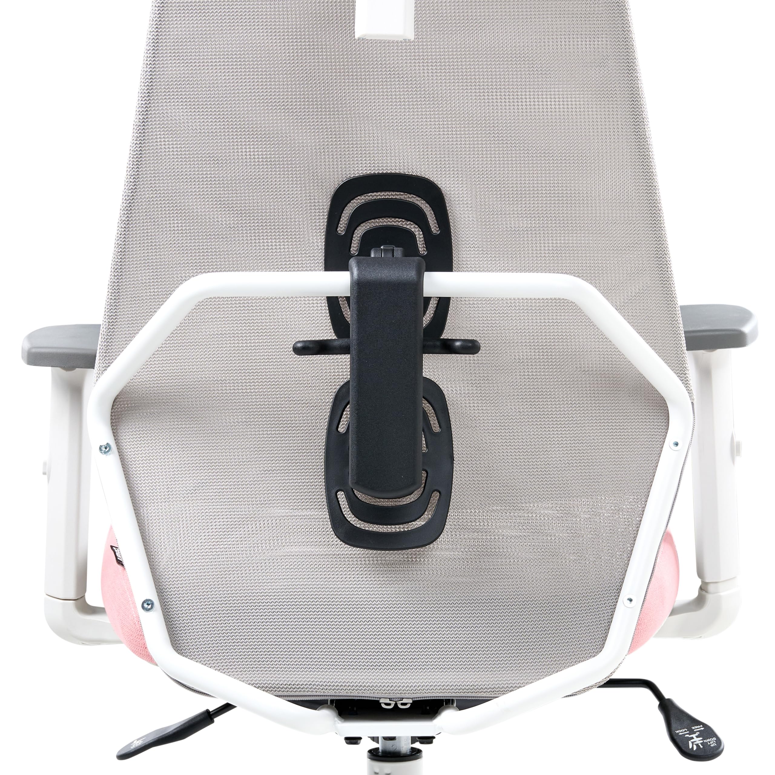 Beliani Silla de Oficina Multifuncional tapicería de Malla reposabrazos y reposacabezas Ajustables Ajuste de la Altura del Asiento Base giratoria inclinación del Respaldo Gris y Rosa Oryn