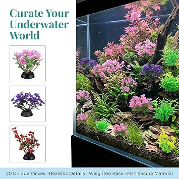 POPETPOP 40 Pcs Artificial Aquarium Plants - Mini Fish Tank Decorations